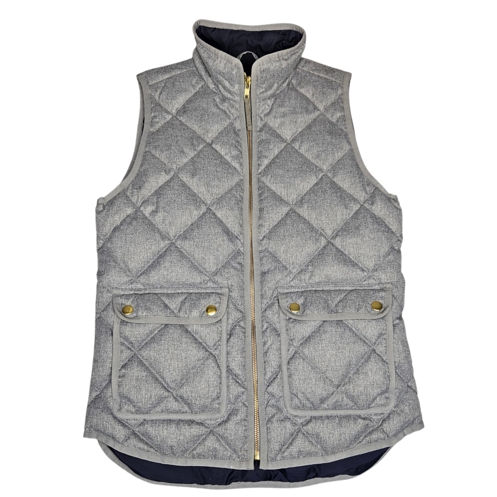 J. Crew Excursion Diamond Quilted Puffer Down Vest Gray XS